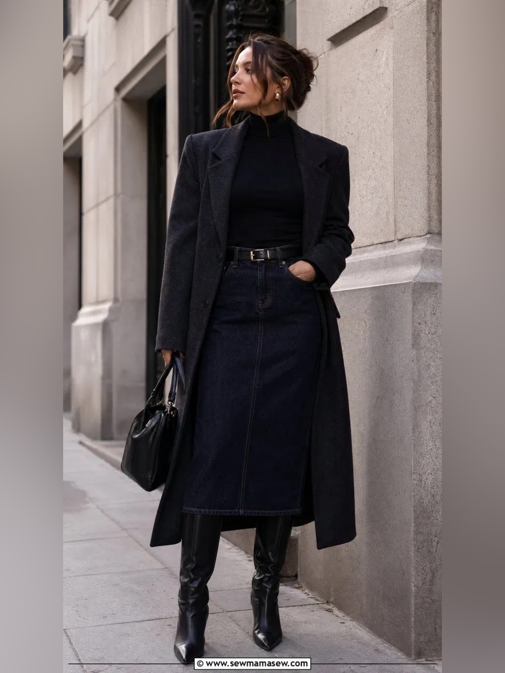 REVOLVE $99 WeWoreWhat Fall Dark Indigo Denim Midi Skirt w/ Front Slit.NWT SMALL